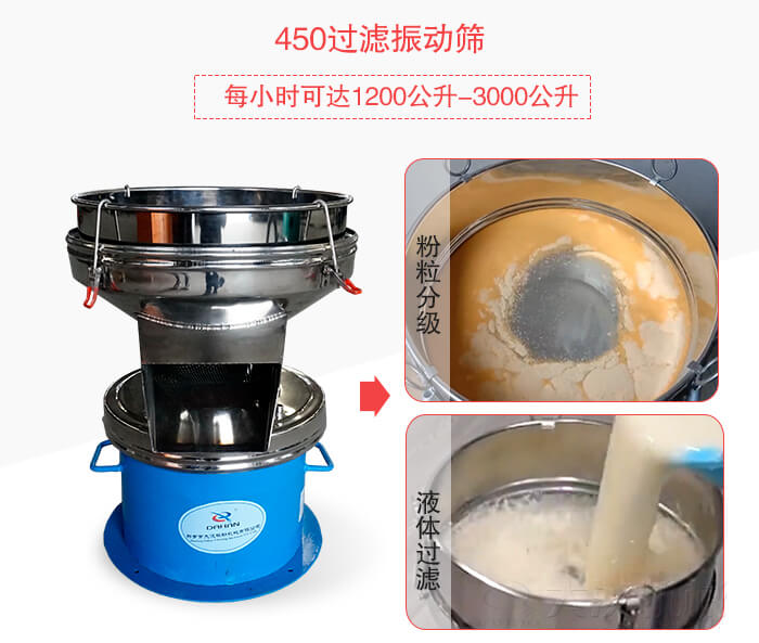 450過濾振動篩粉狀，液體物料篩分過濾展示圖